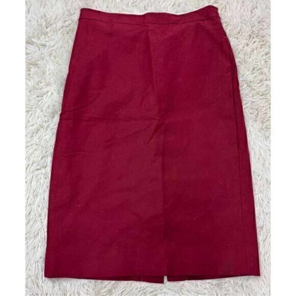Maroon pencil skirt with back slit skirt by J Crew size 10